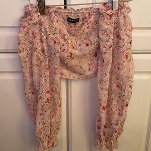 Shein Floral Crop Off the Shoulder Top